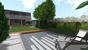 Ogród przy szeregowcu z drewnianym tarasem rockandflower studio (2)