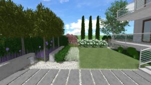 ogród nowoczesny, projekt nowoczesnego ogrodu, ogród geometryczny