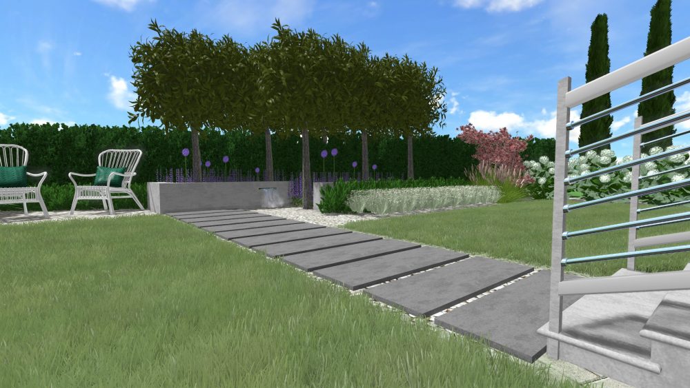 ogród nowoczesny, projekt nowoczesnego ogrodu, ogród geometryczny