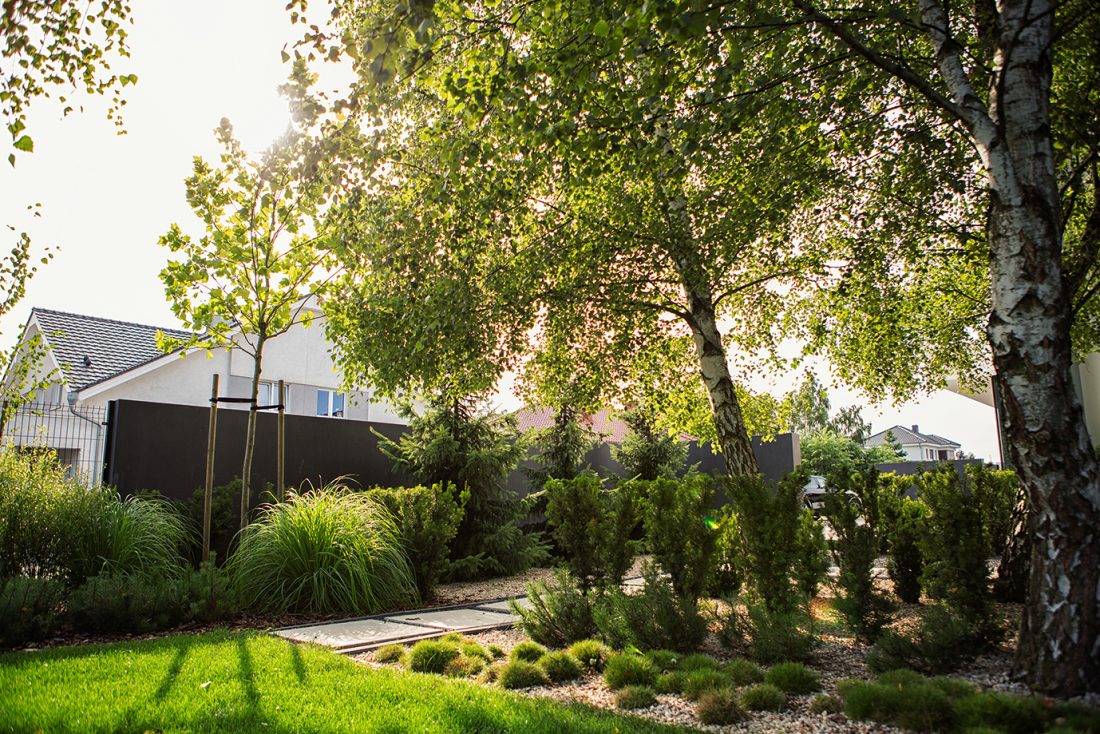 nowoczesny ogrod, minimalistyczny ogród, beton w ogrodzie, ogrody rockandflower studio projektowanie ogrodów poznań, architektura krajobrazu poznań