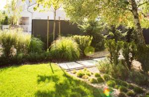 nowoczesny ogrod poznań, projekt ogrodu Poznań, minimalistyczny ogród, beton w ogrodzie, ogrody rockandflower studio projektowanie ogrodów poznań, architektura krajobrazu poznań