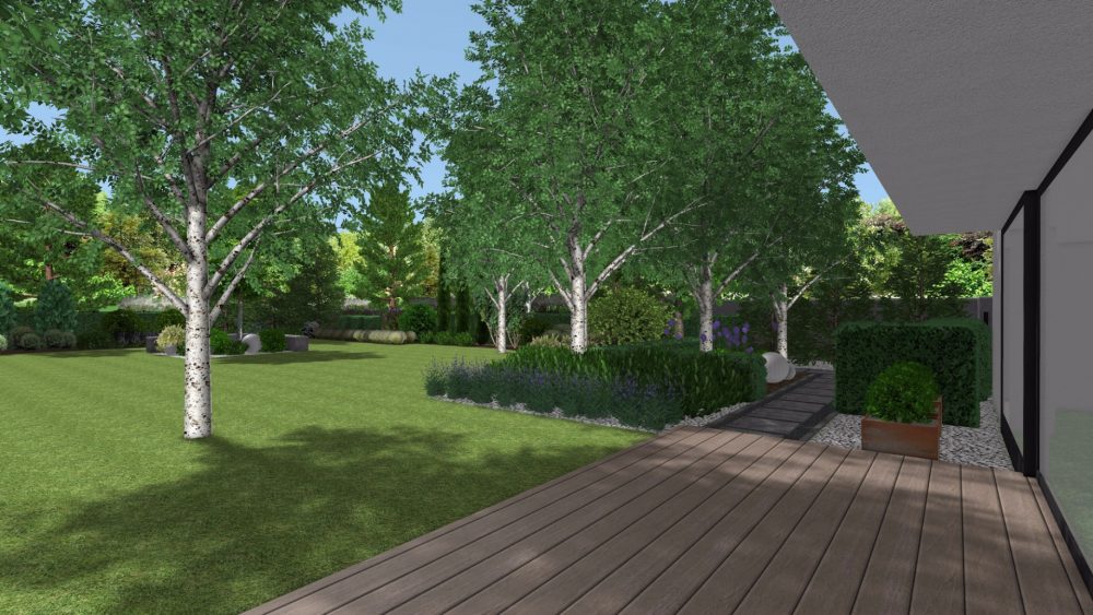 ogród nowoczesny, projekt nowoczesnego ogrodu, ogród geometryczny