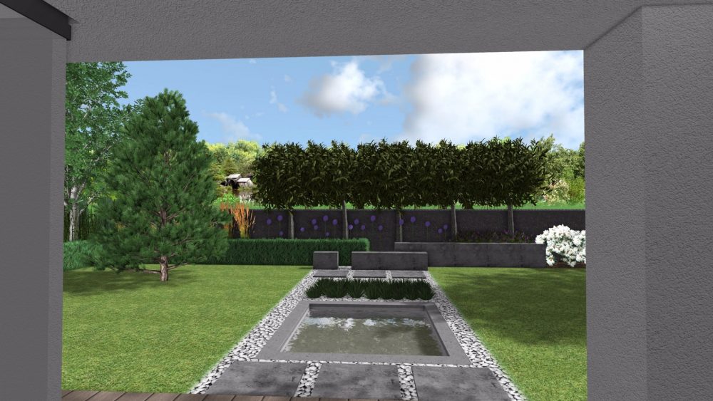 ogród nowoczesny, projekt nowoczesnego ogrodu, ogród geometryczny