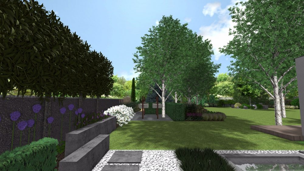 ogród nowoczesny, projekt nowoczesnego ogrodu , ogród geometryczny