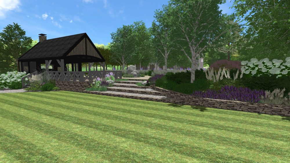 projekt ogrodu przy rezydencji nad jeziorem Poznań projektowanie ogrodu architektura krajobrazu Rock&FlowerStudio Rfstudio