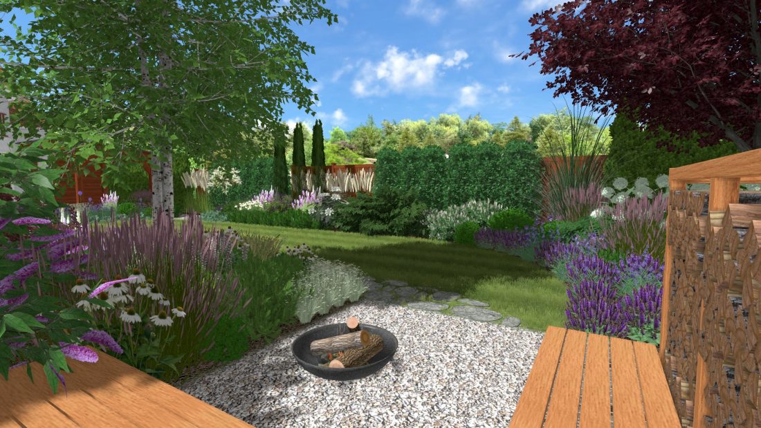 projekt ogrodu przy szeregowcu, projekt niewielkiego ogrodu, projektowanie ogrodów Poznań