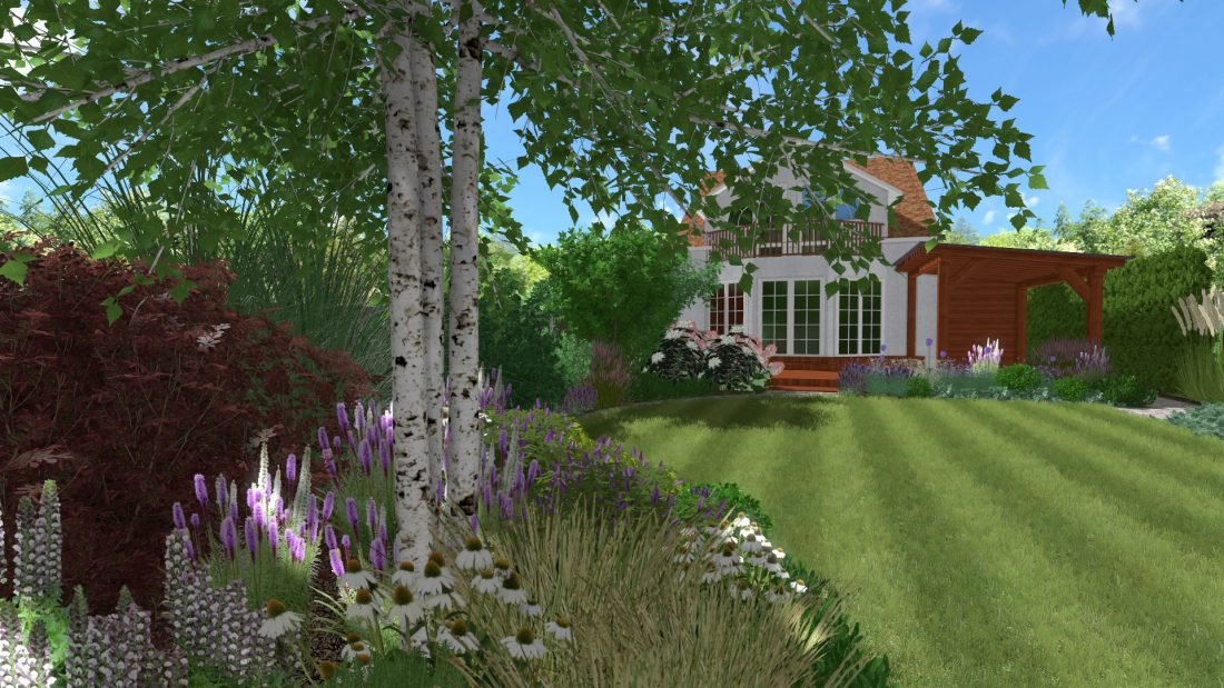 projekt ogrodu przy szeregowcu, projekt niewielkiego ogrodu, projektowanie ogrodów Poznań