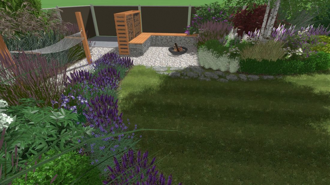 projekt ogrodu przy szeregowcu, projekt niewielkiego ogrodu, projektowanie ogrodów Poznań