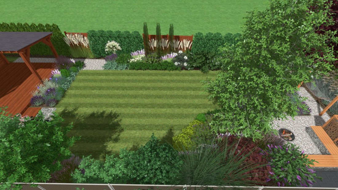 projekt ogrodu przy szeregowcu, projekt niewielkiego ogrodu, projektowanie ogrodów Poznań