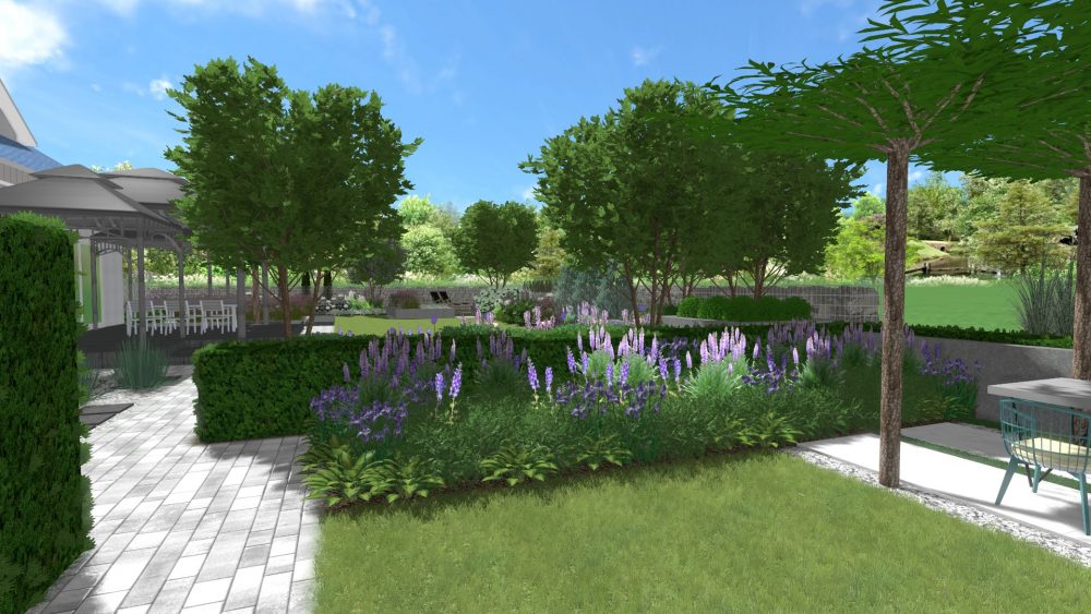 kwiaty w ogrodzie, ogród nowowczesny, projekt ogrodu