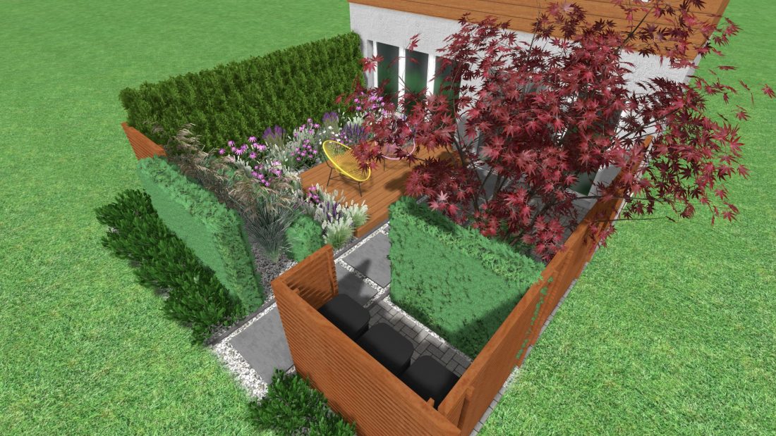 projekt przedogródka Poznań Rockandflower studio acapulco chair rfstudio projekt ogrodu mały ogród