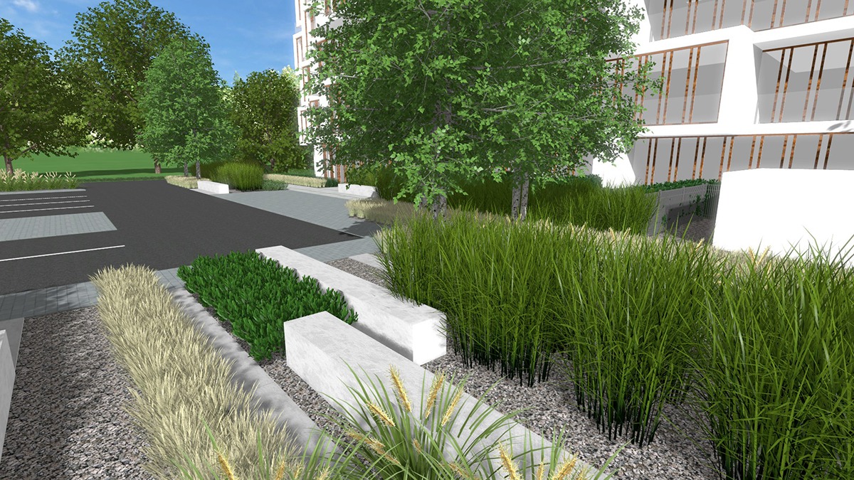 apartamenty potocka Warszawa - projekt zieleni , Rock&Flower studio