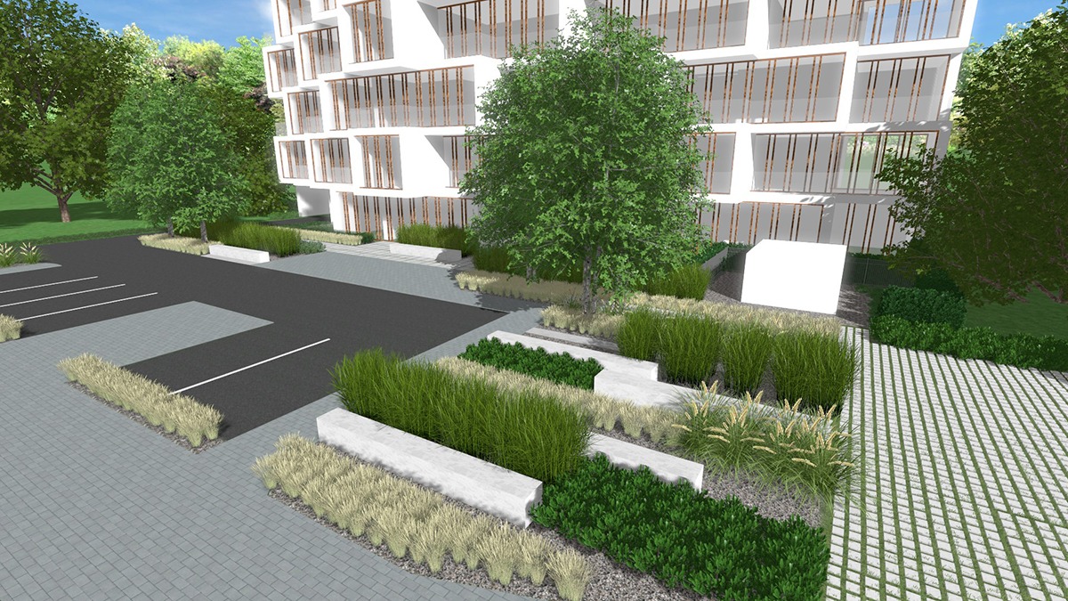 apartamenty potocka Warszawa - projekt zieleni , Rock&Flower studio