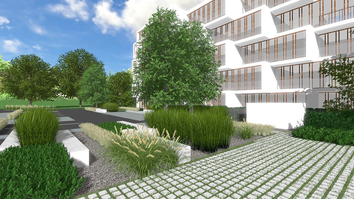 apartamenty potocka Warszawa - projekt zieleni , Rock&Flower studio