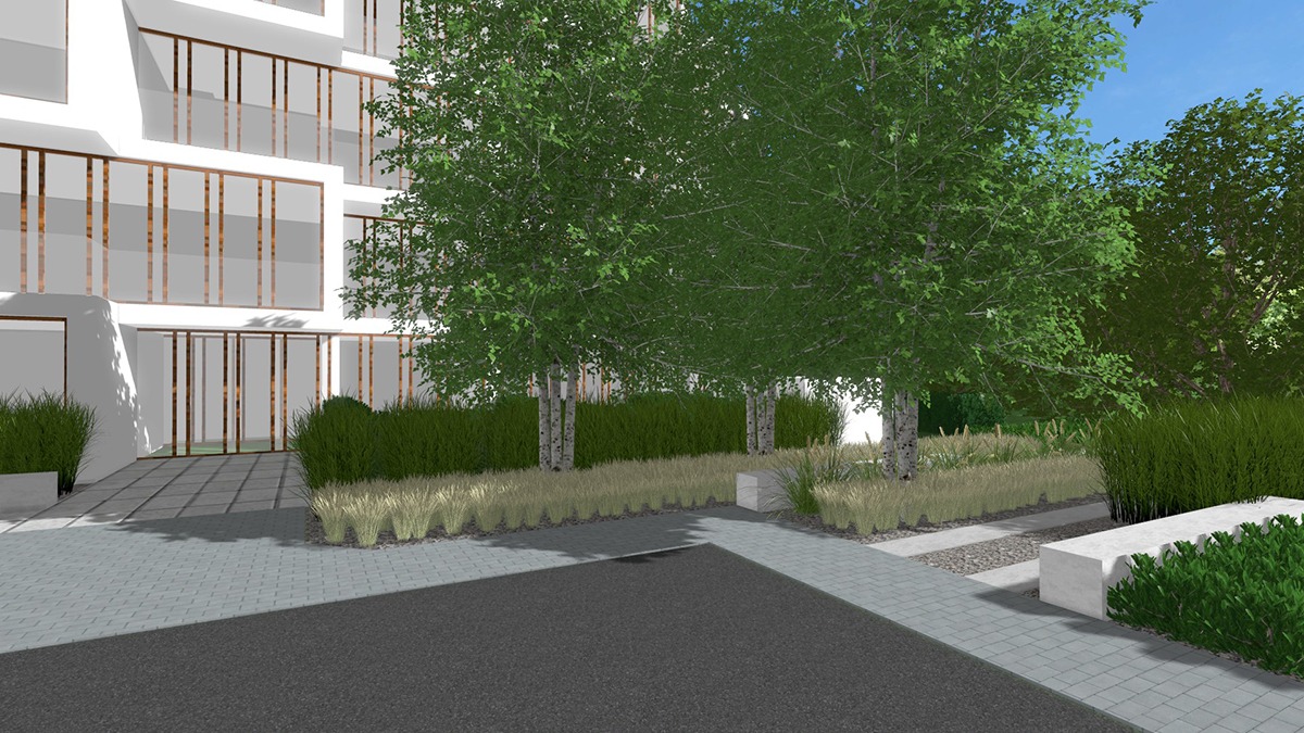 apartamenty potocka Warszawa - projekt zieleni , Rock&Flower studio