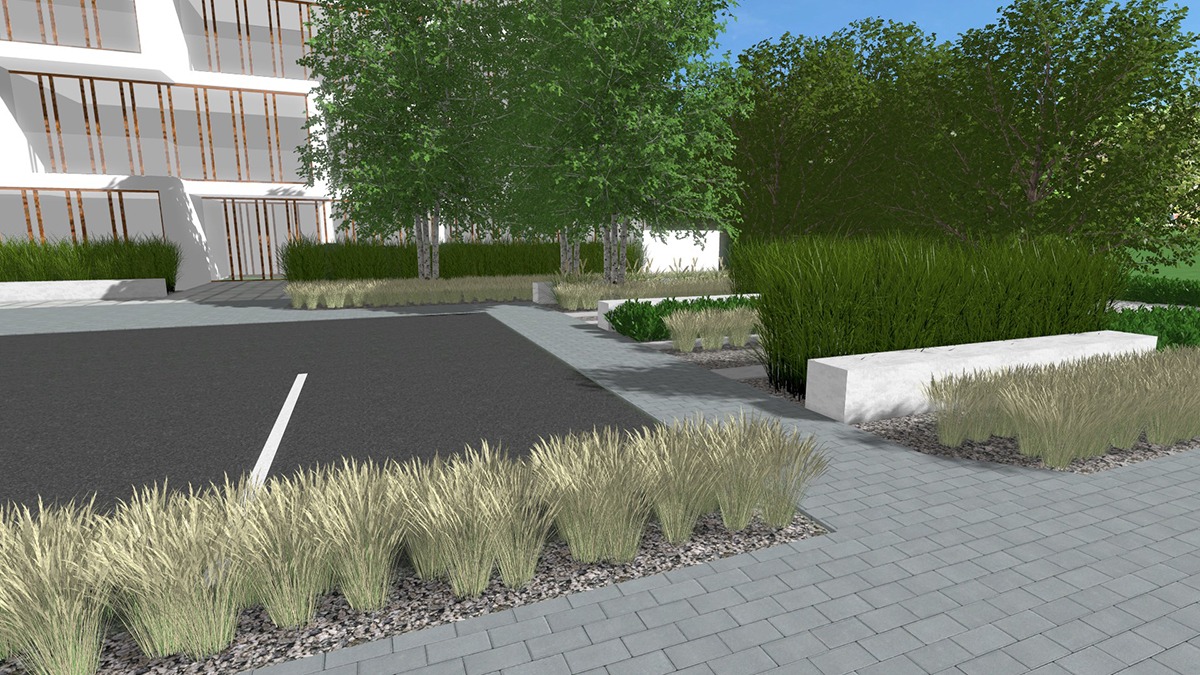 apartamenty potocka Warszawa - projekt zieleni , Rock&Flower studio