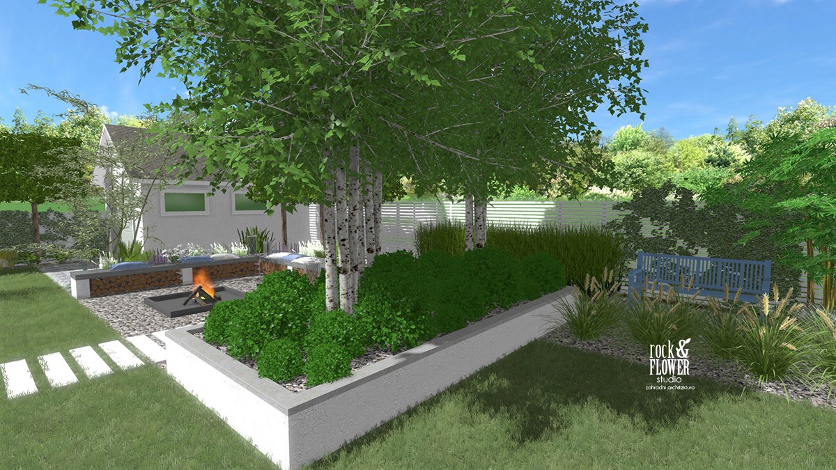 ogród w bieli, nowoczesny ogród, ogród klasyczny, projektowanie ogrodów Poznań, projekty ogrodów Poznań, ogrody Poznań, pracownia architektury krajobrazu (1)