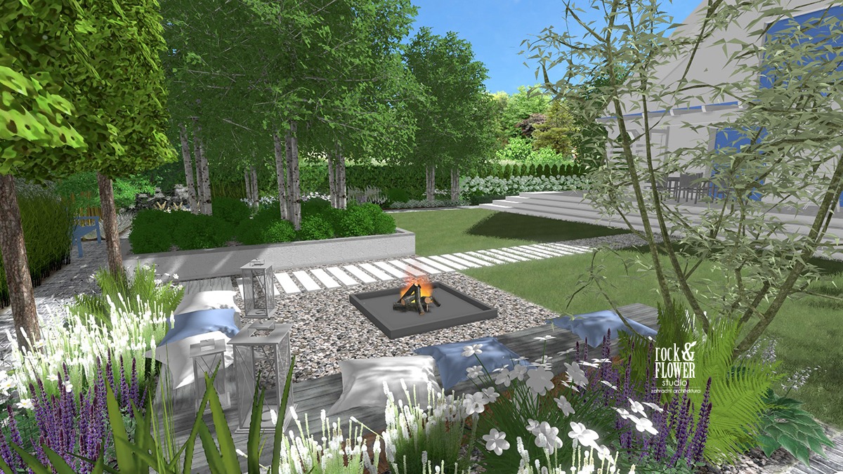 ogród w bieli, nowoczesny ogród, ogród klasyczny, projektowanie ogrodów Poznań, projekty ogrodów Poznań, ogrody Poznań, pracownia architektury krajobrazu