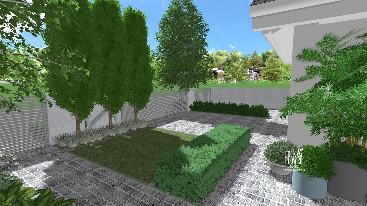 ogród w bieli, nowoczesny ogród, ogród klasyczny, projektowanie ogrodów Poznań, projekty ogrodów Poznań, ogrody Poznań, pracownia architektury krajobrazu (1)