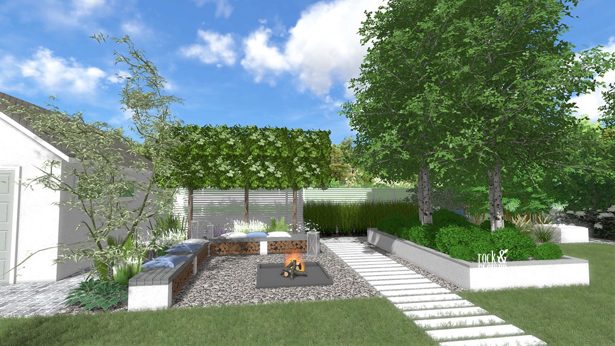 ogród w bieli, nowoczesny ogród, ogród klasyczny, projektowanie ogrodów Poznań, projekty ogrodów Poznań, ogrody Poznań, pracownia architektury krajobrazu (1)