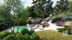 nowoczesny ogród Projekt, pracownia architektury krajobrazu Poznań