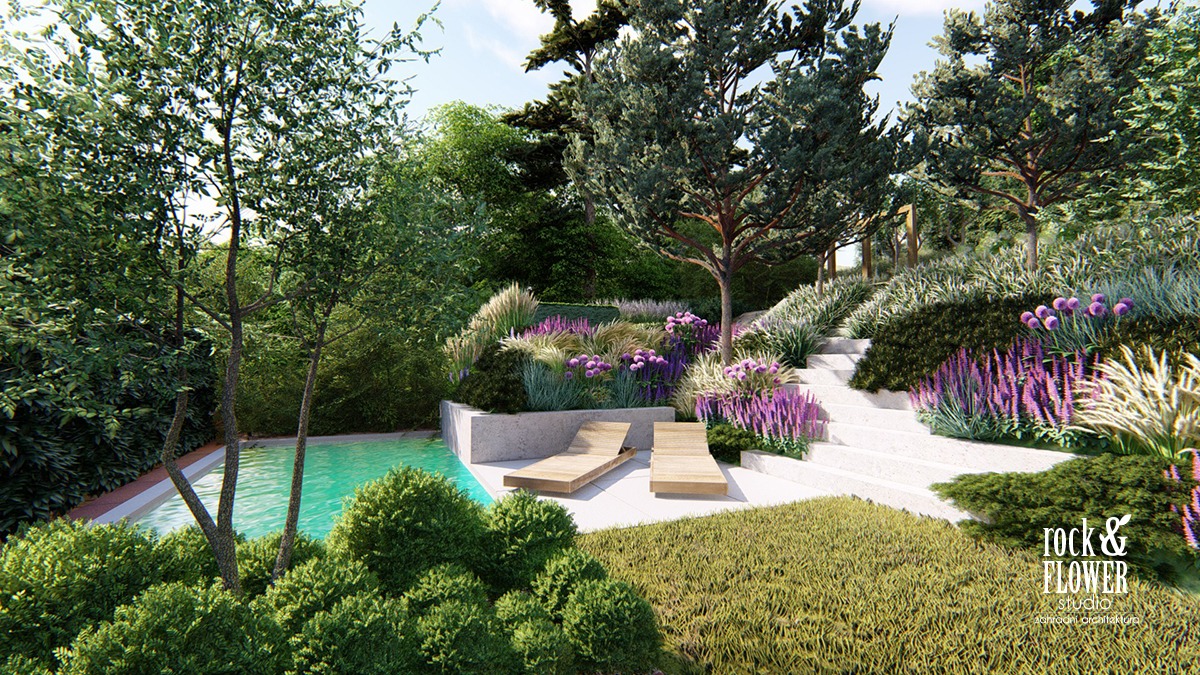 nowoczesny ogród Projekt, pracownia architektury krajobrazu Poznań