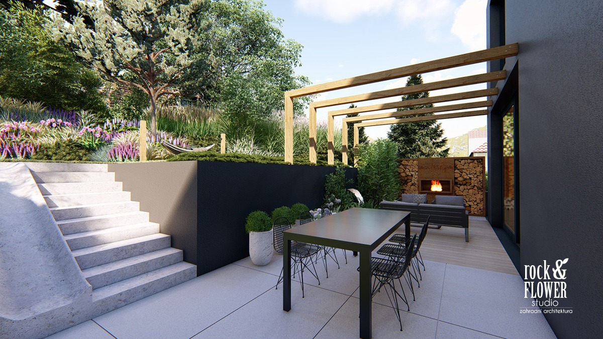 nowoczesny ogród Projekt, pracownia architektury krajobrazu Poznań