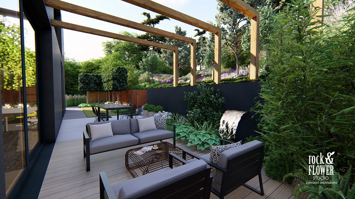 nowoczesny ogród Projekt, pracownia architektury krajobrazu Poznań