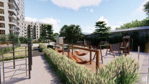 zieleń przy osiedlu mieszkaniowym