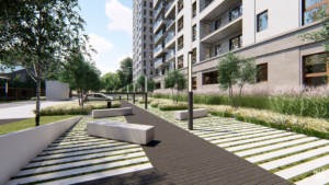 zieleń przy osiedlu w Poznaniu