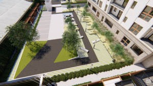 zieleń przy osiedlu mieszkaniowym