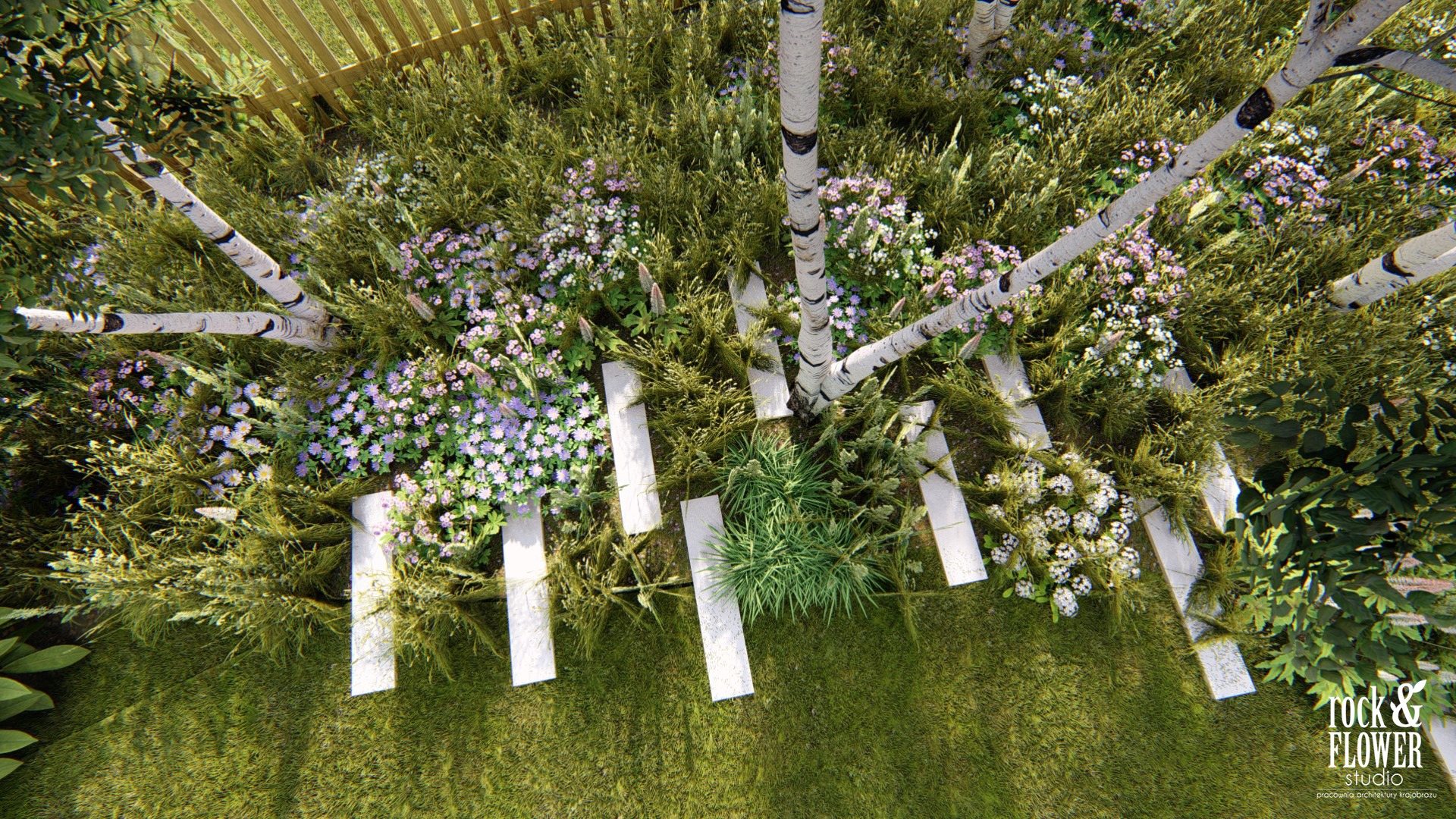 ogród przy nowoczesnej stodole