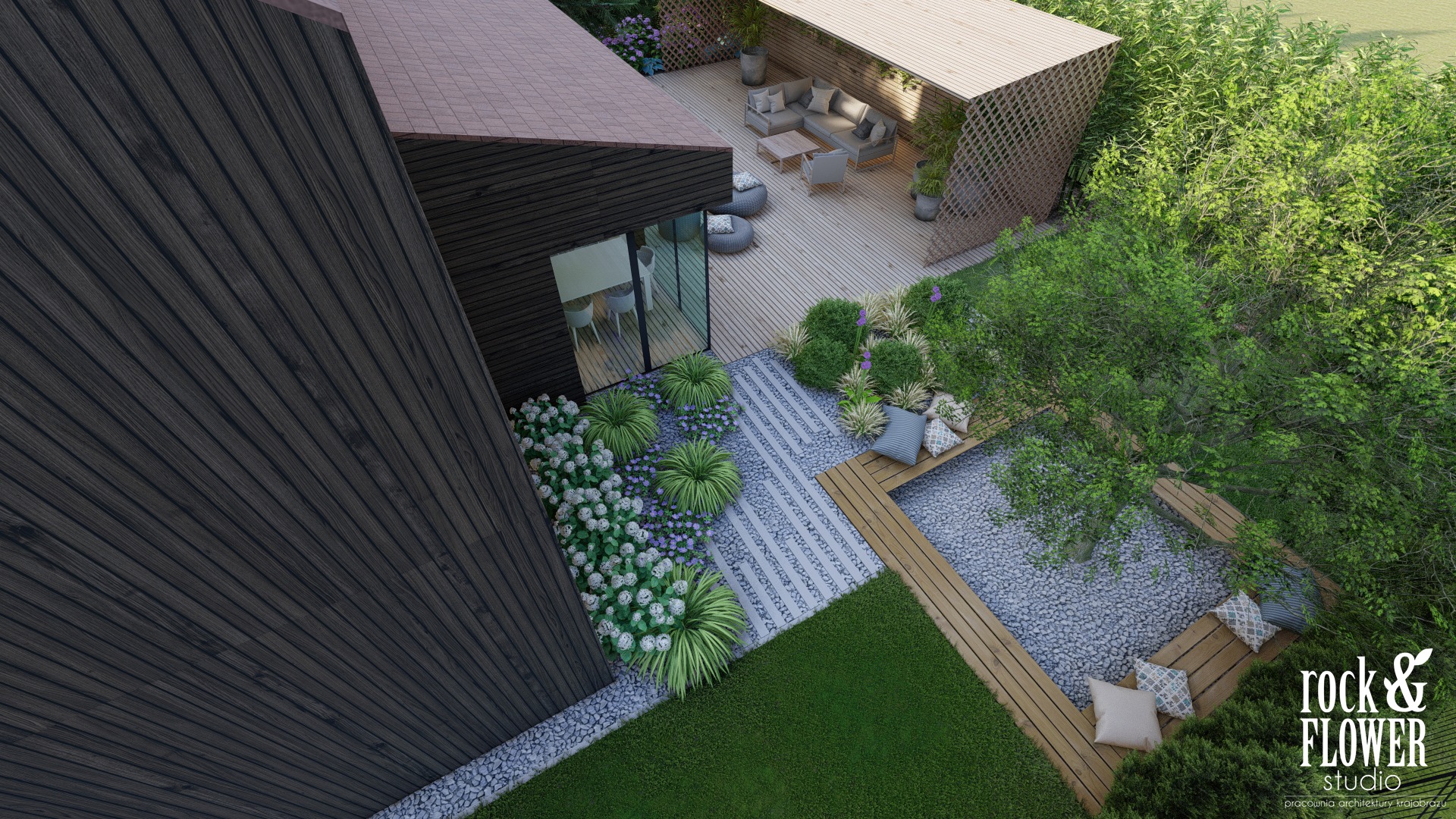 minimalistyczny ogród w Koninie