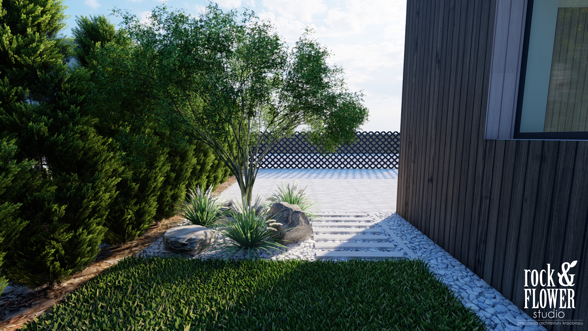 minimalistyczny ogród w Koninie