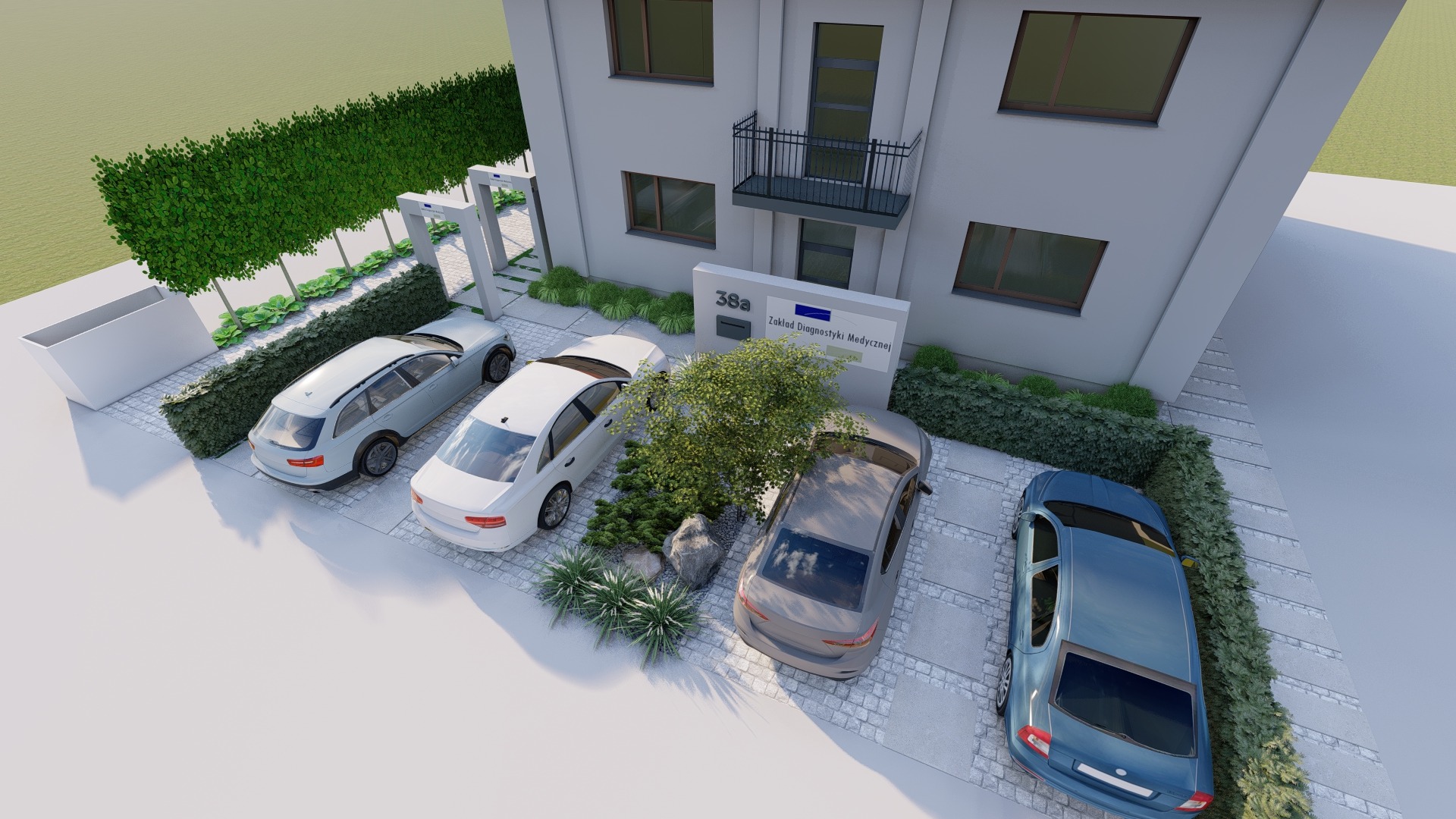 projekt zieleni przy zakładzie diagnostyki medycznej w Poznaniu