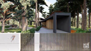 nowoczesny ogród pod lasem