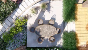 nowoczesny ogród pod lasem