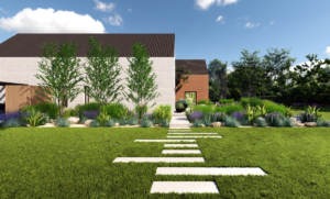 Nowoczesny ogród przy stodole w Słupsku