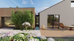 nowoczesny ogród, Poznań, projektowanie ogrodów Poznań, ogród nowoczesny Poznań, ogród eklektyczny, ogród pełen rozrywek, płyty w ogrodzie, drewno w odrodzie, trawy w ogrodzie, bambusy w ogrodzie, architektura krajobrazu Poznań, projektant ogrodów Poznań