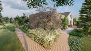 nowoczesny ogród, Poznań, projektowanie ogrodów Poznań, ogród nowoczesny Poznań, ogród eklektyczny, ogród pełen rozrywek, płyty w ogrodzie, drewno w odrodzie, trawy w ogrodzie, bambusy w ogrodzie, architektura krajobrazu Poznań, projektant ogrodów Poznań