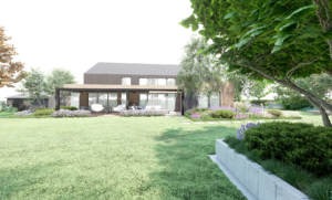 ogród z elementami cortenu