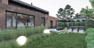 ogród nowoczesny pod lasem