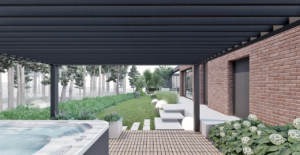 ogró nowoczesny pod lasem