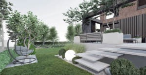 ogród nowoczesny pod lasem