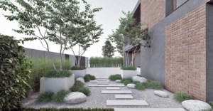 ogród nowoczesny pod lasem