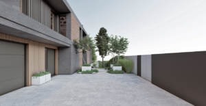 ogród nowoczesny pod lasem