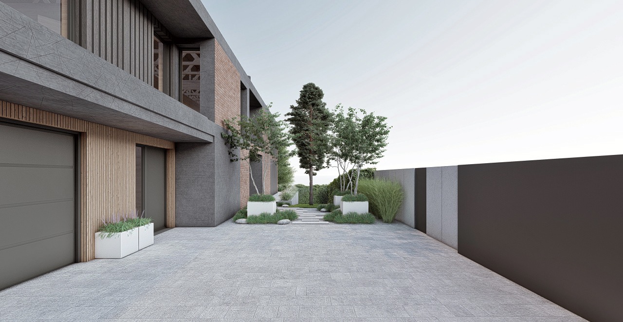 ogród nowoczesny pod lasem