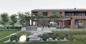 ogród nowoczesny pod lasem