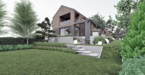 ogród nowoczesny pod lasem