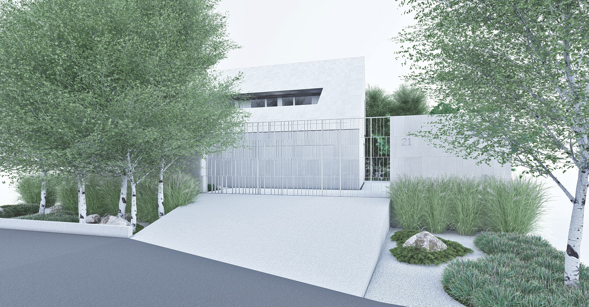 minimalistyczny ogród z trawami